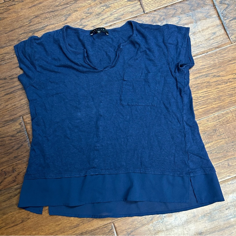 Sanctuary Navy linen Short Sleeve Tee‎